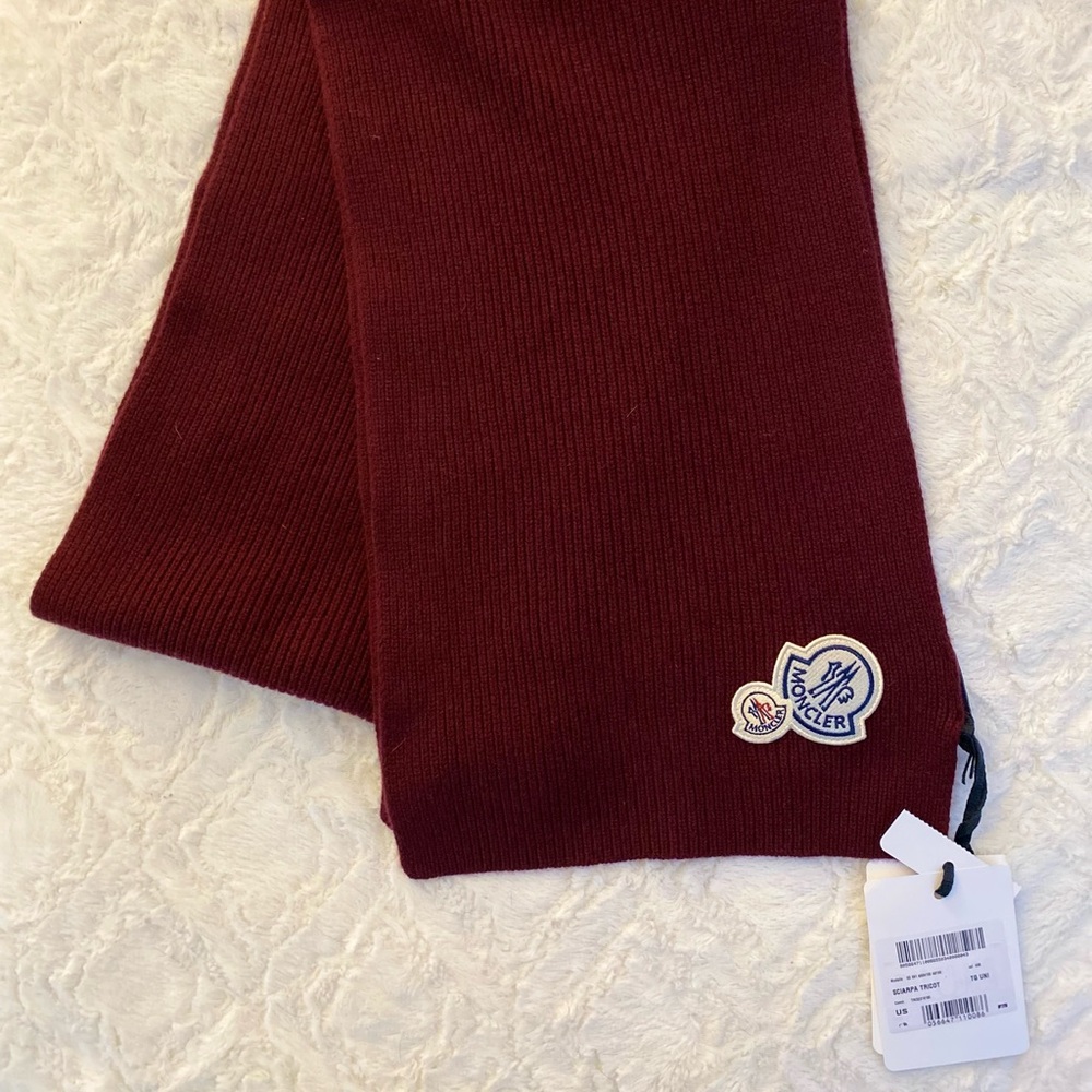 Moncler Double Logo patch wool blend scarf - Picture 5 of 5